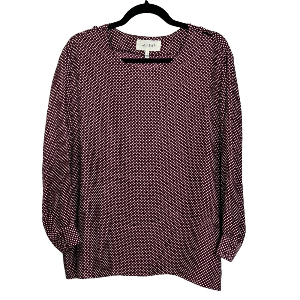 The GREAT Silk Printed Star Burgundy Long Sleeve Blouse sz 2
